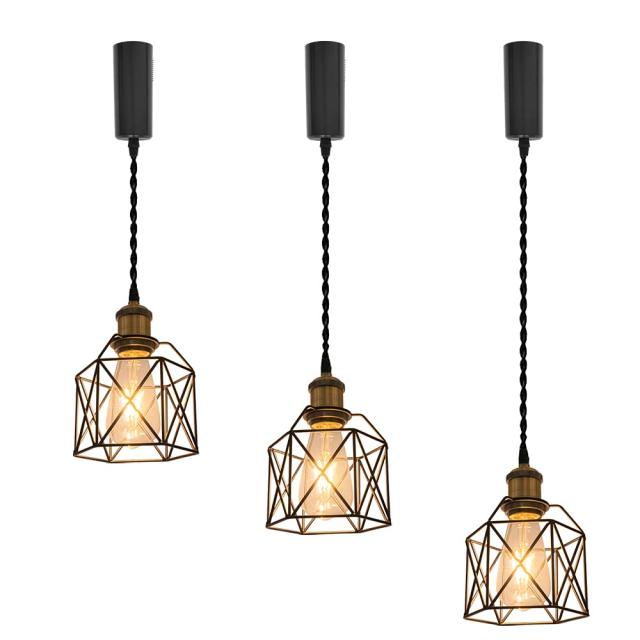 KIVEN 3個パック ブラック レトロペンダントライト 長さ調節可 コード収納カップ付き インテリア照明 北欧 ペンダントランプ おしゃれ インテリア用 吊り下げ ライト E26 キッチン LED 電気 ダクトレールライトの通販は
