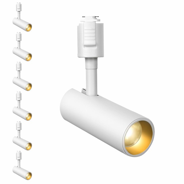 ダクトレールライト ライティングレール用スポットライト ledスポットライト消費電力10W 暖かい光3000K LED搭載 大光量1100lm アメリカ(BridgeLux)LEDチップ 演色性Ra96.5 器具一体型 電球不要 取付簡単 ホワイト(白い+電球色+6個入り)