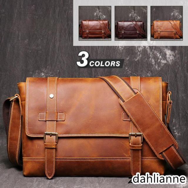 本革　メッセンジャーバッグ　ショルダーバッグメンズ 斜めがけ 2way 耐久 ビジネスバッグ　通勤バッグ カバン　牛革　通勤通学 　カジュアル アウトドアの通販は 12,067円