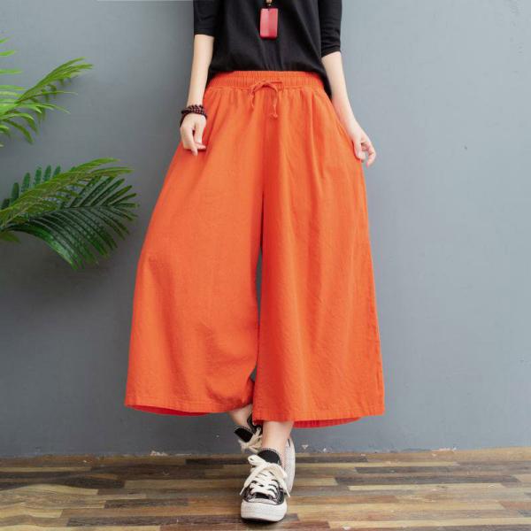 ヤンマ　ヤンマ産業　キュロットパンツ　リネン100% 赤　ガウチョパンツ 麻100% REDガウチョパンツ ヤンマ ヤンマ産業 キュロットパンツ