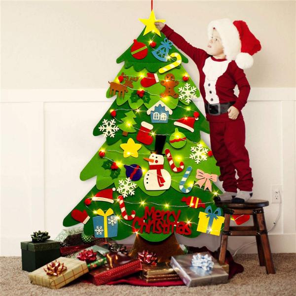 クリスマスツリー フェルト 壁掛け クリスマス 布 タペストリー 手作り 壁 ツリー 飾りDIY 布 背景布 部屋 飾りつけ 家 ホーム テーマパーク タペストリー