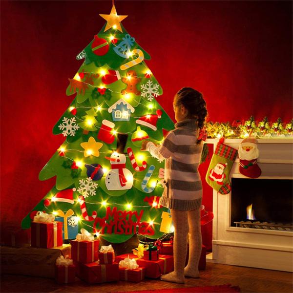 クリスマスツリー フェルト 壁掛け クリスマス 布 タペストリー 手作り 壁 ツリー 飾りDIY 布 背景布 部屋 飾りつけ 家 ホーム テーマパーク タペストリー
