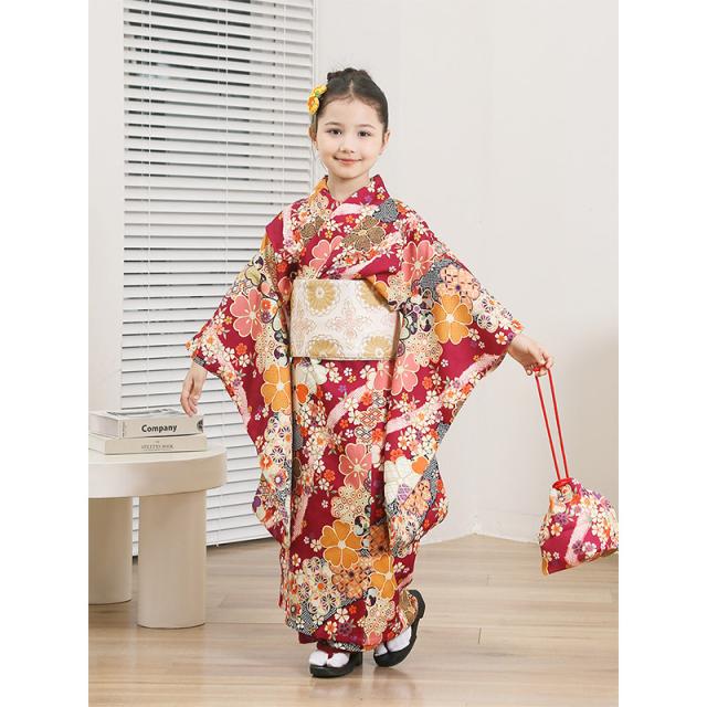 七五三 着物 753 女の子 着物セット子ども用着物 着物ドレス 写真撮影 前撮り 後撮り お祝い 七草祝い キッズ 7歳 小学生 小学校_1