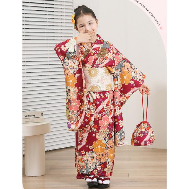 七五三 着物 753 女の子 着物セット子ども用着物 着物ドレス 写真撮影 前撮り 後撮り お祝い 七草祝い キッズ 7歳 小学生 小学校_5