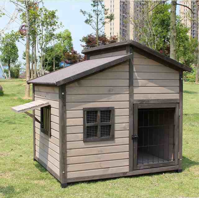 犬舎 犬小屋 屋外ハウス 窓付き 風通し ウッディ犬舎ペットゲージ 木製