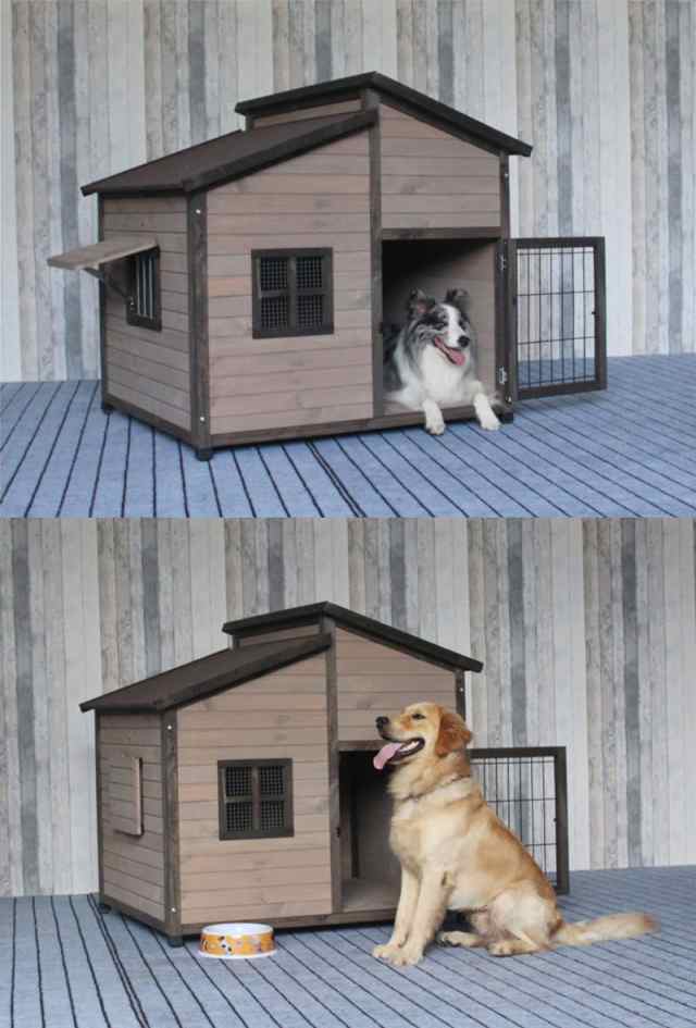 犬舎 犬小屋 屋外ハウス 窓付き 風通し ウッディ犬舎ペットゲージ 木製