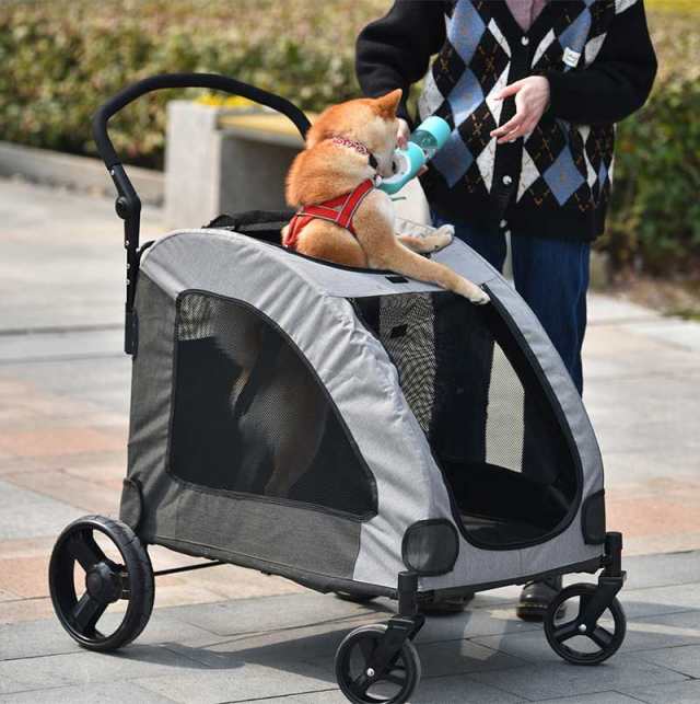 ペットカート 耐荷重50KG 折りたたみ 多頭 中型犬 小型犬 猫 軽量 組立 ...