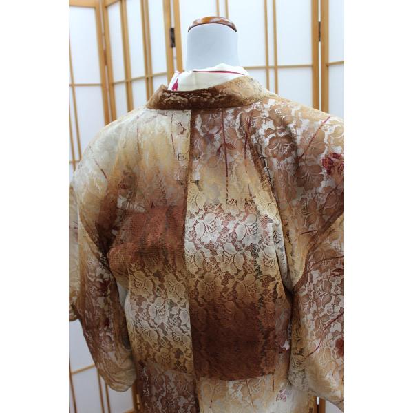 ラッセルレース暈かし道中着【地色：茶色ぼかし/身丈83センチ・裄