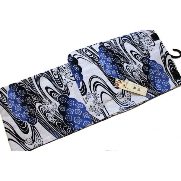 綿麻浴衣/変わり織り個性派浴衣-No.115【地色：薄灰青色/仕立て上がり/フリーサイズ/綿８０％麻２０％/送料無料】 4,759円