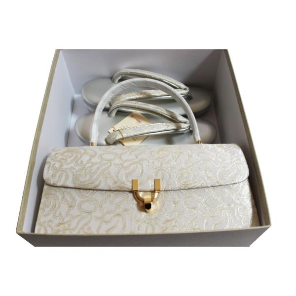 帯地・草履バックセット-No.380【シルバー台/フリーサイズ/合皮製品