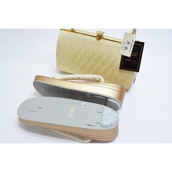 帯地・草履バックセット-I-4【紗織/帯地/ゴールド台/正装向き/振り袖