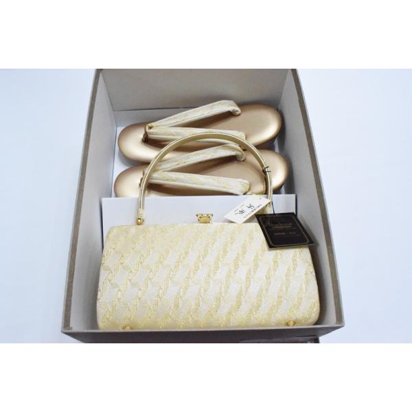 帯地・草履バックセット-I-4【紗織/帯地/ゴールド台/正装向き/振り袖