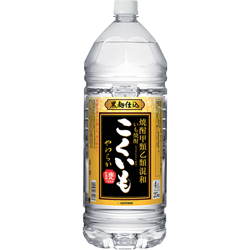 サッポロ 甲類乙類混和 芋焼酎 こくいも やわらか 4L ペットボトル 4000ml×4本 1ケース u-yu