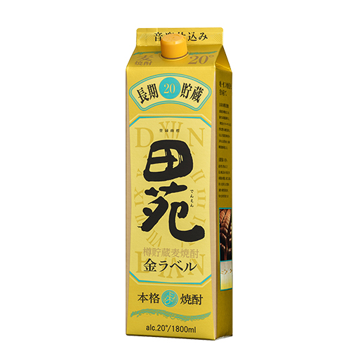田苑酒造 麦焼酎 田苑 金ラベル 20度 1.8Lパック 1800ml×6本 1ケース u-yu