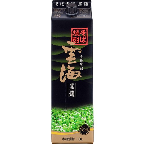 雲海酒造 そば焼酎 雲海 黒麹 1.8Lパック 25度 1800ml×6本 1ケース u-yu