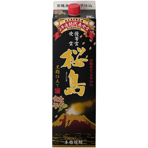 本坊酒造 芋焼酎 黒麹仕立て桜島 25度 1.8Lパック 1800ml×6本 1ケース 鹿児島 u-yu 8,850円