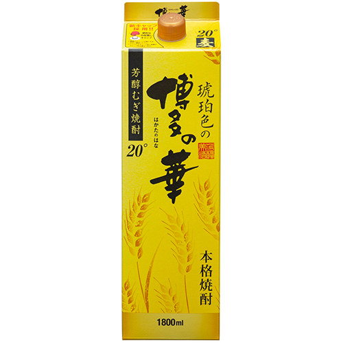 福徳長酒類 琥珀色の博多の華 麦 20度 1.8Lパック 1800ml×6本 1ケース u-yu