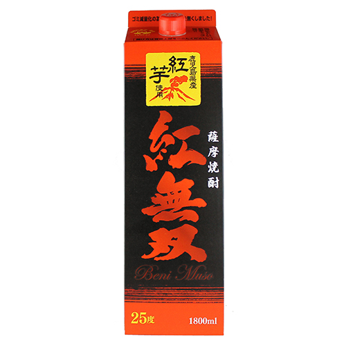 さつま無双 芋焼酎 紅無双 25度 1.8Lパック 1800ml×6本 u-yu