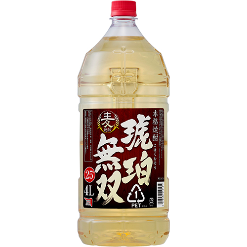 福徳長酒類 麦焼酎 琥珀無双 4Lペット 4000ml×4本 1ケース u-yu