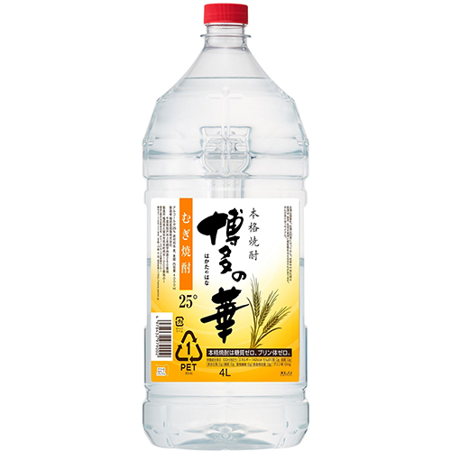 福徳長酒類 博多の華 麦 25度 4L ペットボトル 4000ml×4本 1ケース u-yu