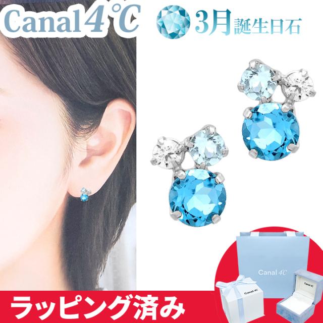 Eau Douce 4°C K18花モチーフピアス ダイヤモンド K18ピアス(花水木＜ハナミズキ＞モチーフ/4月