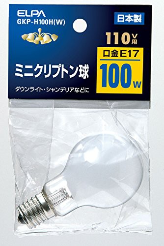 100W_ホワイト エルパ (ELPA) ミニクリプトン球 電球 E17 100W