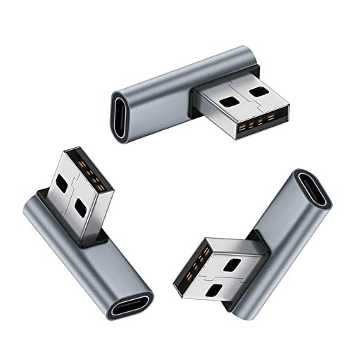 向右3個セット USB 変換アダプタL字型 Type C（メス）to USB A