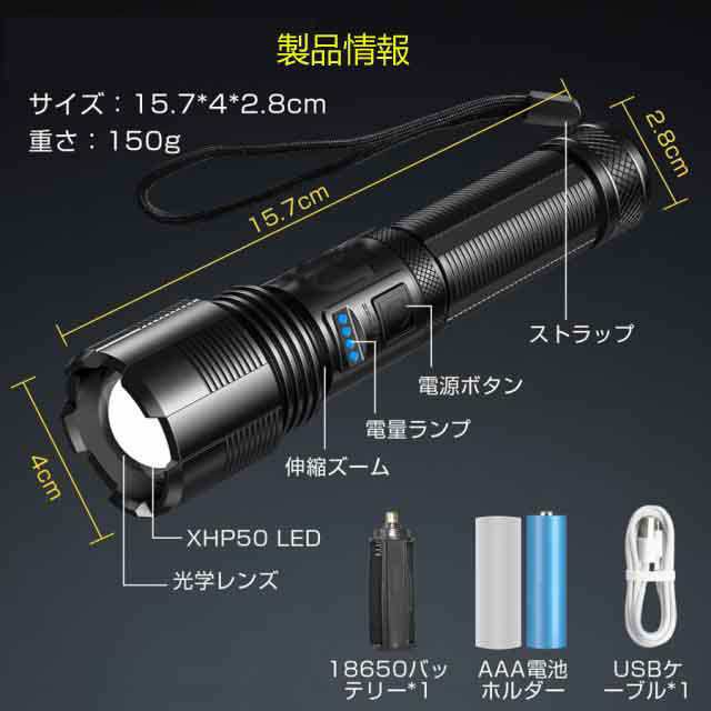 新しい到着 再入荷 最新版 高輝度 懐中電灯 LED ズーム ライト 防災pz 防水 停電