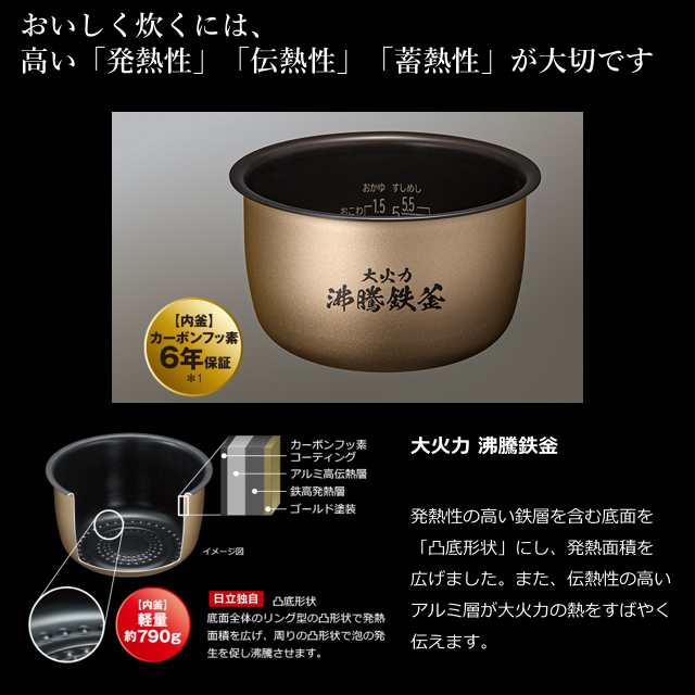 炊飯器 5.5合炊き 日立 IH RZ-V100GM-W RZV100GMW 新品 ふっくら御膳