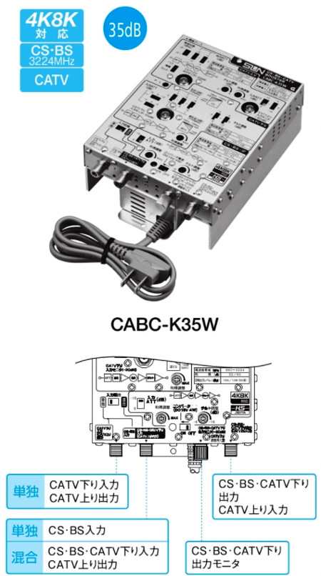 サン電子 CABC-K35W 新4K8K衛星放送対応 CS・BS・CATV双方向ブースタ 35dB型の通販はau PAY マーケット -  電材BLUEWOOD au PAY マーケット店 | au PAY マーケット－通販サイト