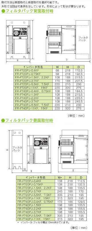 三菱電機 FR-F720PJ-11KF 簡単小形インバータ FREQROL-F700PJシリーズ ...