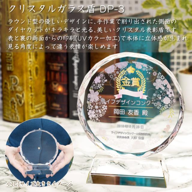 トロフィー クリスタル 盾 DP-3B(中) 名入れ 記念品 表彰状 表彰 盾 表彰楯 卒業 感謝 退職記念 周年記念 創立記念 ゴルフコンペ ホールインワン スポーツ大会 各種イベント 優勝 トロフィ とろふぃ とろふぃー プレゼント ギフト._1