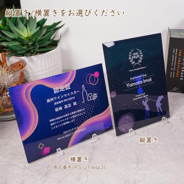 eスポーツ ガラス 盾 PS-U1-esp2 名入れ 記念品 表彰状 表彰楯 ゲーム ゴルフ 野球 サッカー テニス バスケットボール 大会 卒業 感謝 周年記念 創立記念 コンペ ホールインワン イベント 優勝 トロフィ プレゼント ギフト_2