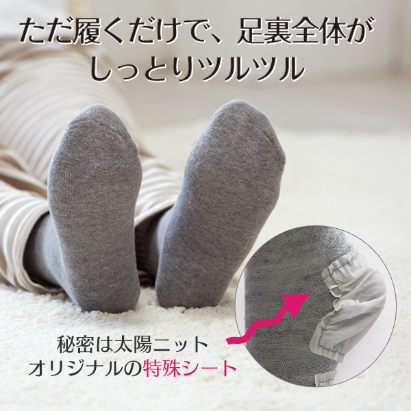 (5足組) 足裏全面ツルツル靴下 毛混 厚手 角質除去 足裏ひび割れ かかとつるつる あったか 冷え性 23-25cm ★720-5p 太陽ニット_1