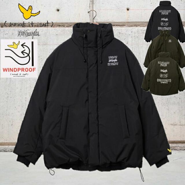 【(What it isNt) ART BY MARK GONZALES】 マークゴンザレス アウター 防風機能  オーバーサイズ 中綿 ドローコード バックプリント ワンポイント刺繍  スタンドカラー スケーター ダンス ストリート リラックスフィット ユニセックス マークゴンザレスアウターの通販は 7,762円