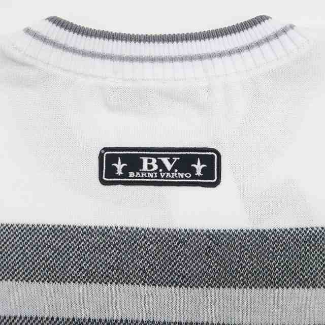バーニヴァーノ 半袖セーター LLサイズ 白 黒 BARNI VARNO BSS-MSW4711 ...