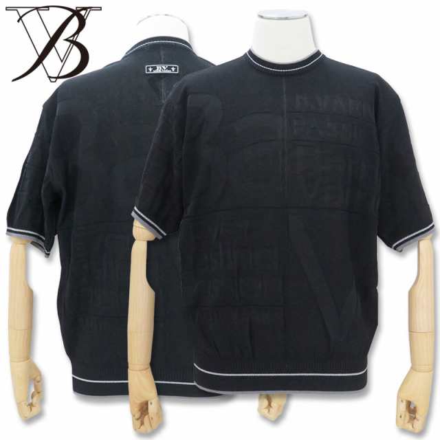 バーニヴァーノ 半袖セーター LLサイズ 黒 BARNI VARNO BSS-MSW4709-09