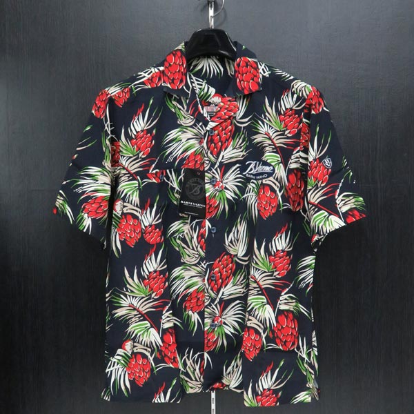 バーニヴァーノ 半袖アロハシャツ 濃紺 L BSS-JSH3705-69の通販は