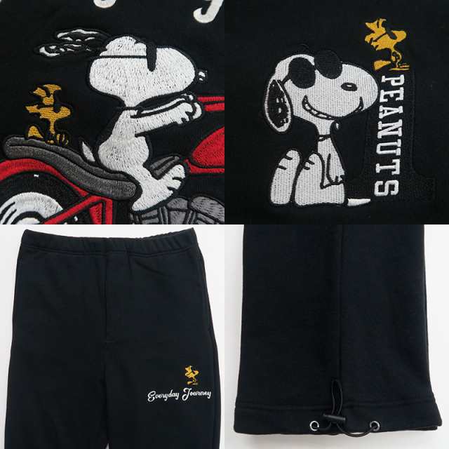 フラッグスタッフ スヌーピー 長袖 フルジップパーカー スエットパンツ セットアップ M L XL XXL刺繍 白 黒 424087 FLAGSTAFF SNOOPY ウ