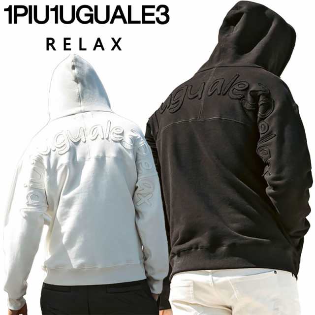 1PIU1UGUALE3 RELAX アップリケ ロゴ スウェットパーカー US-24106 オフホワイト SN11 ブラック SN90 L XL XXL メンズ ウノピュー 24AW