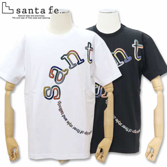 サンタフェ 半袖 カラフル刺しゅう Tシャツ 81815 50 LL 52 3L santafe ブラック ホワイト メンズ