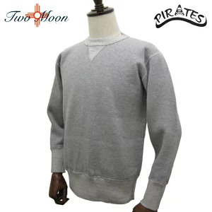 TWO MOON トゥー・ムーン lot 92022 (杢グレー) 吊り編み 丸胴 両V  セットインスリーブ スウェットシャツの通販は