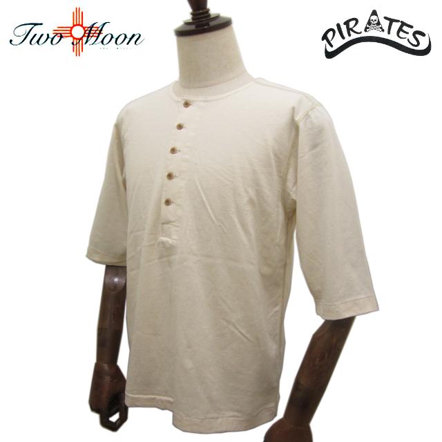 着画あり TWO MOON トゥー・ムーン lot 20277 (ナチュラル) ハーフスリーブ(五分袖) ヘンリーネック Tシャツの通販は