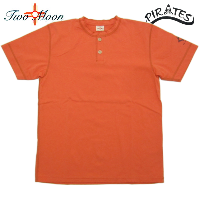 TWO MOON トゥー・ムーン lot 24223 (オレンジ) ショートスリーブ 2 ボタン ヘンリーネック Tシャツの通販は 5,364円