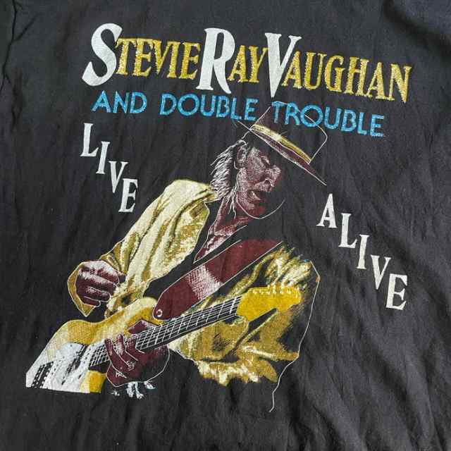 80年代 STEVIE RAY VAUGHAN スティーヴィー・レイ・ヴォーン LIVE ALIVE TOUR 両面プリント アーティスト バンドTシャツ メンズS相当 レ