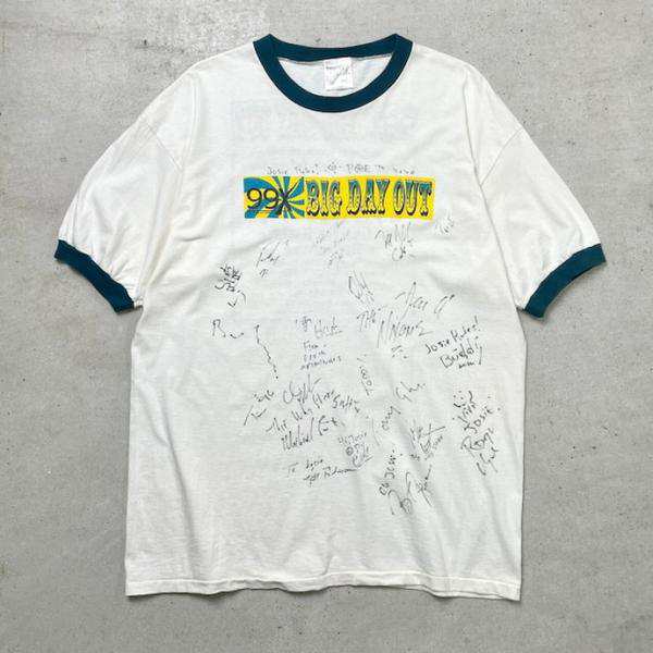 90年代 USA製 BIG DAY OUT フェス バンドTシャツ バンT プリントTシャツ リンガーTシャツ サイン入り メンズXL