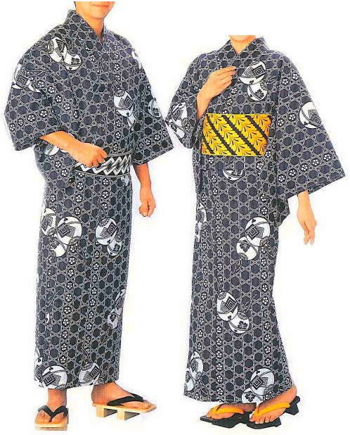 ゆかた　仕立上浴衣　白地紺　鈴　男物・女物　杉２３４８「舞台・ステージ　衣裳」盆踊り・お稽古・イベントにも最適！