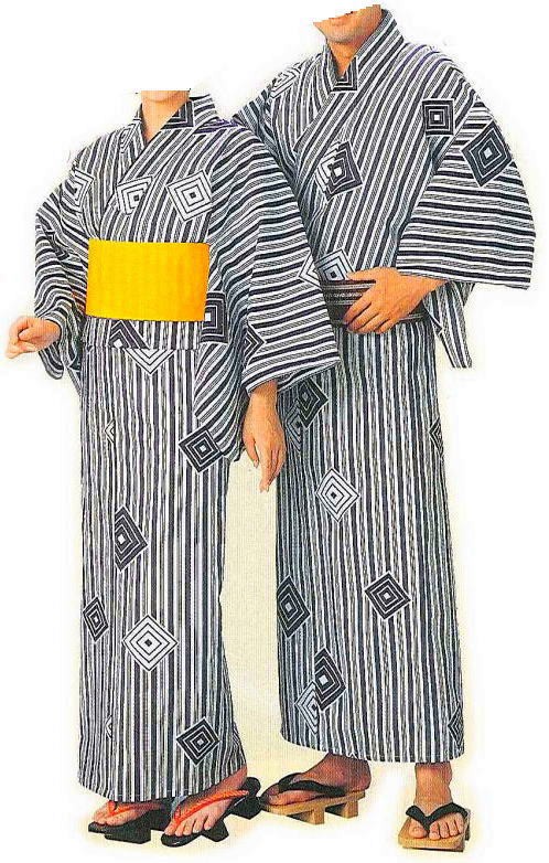 ゆかた　仕立上浴衣　白地紺　マス　男物・女物　杉２３４３「舞台・ステージ　衣裳」盆踊り・お稽古・イベントにも最適！