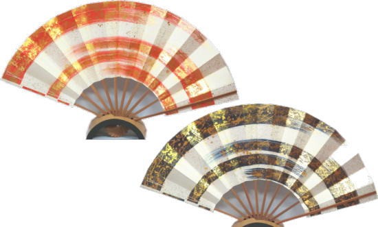 尺舞≪手引かすみ　手押し箔≫朱・紺　スス竹◇1尺【舞扇子】【尺扇子】化粧箱なし【舞扇】京扇子【尺舞扇】扇子【尺扇】552　553