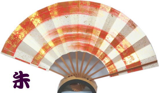 尺舞≪手引かすみ 手押し箔≫朱・紺 スス竹◇1尺【舞